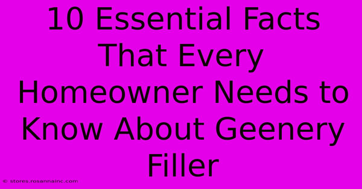 10 Essential Facts That Every Homeowner Needs To Know About Geenery Filler