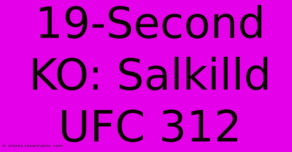 19-Second KO: Salkilld UFC 312