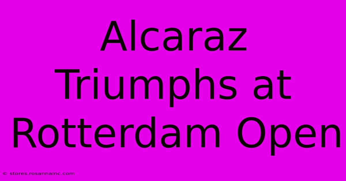 Alcaraz Triumphs At Rotterdam Open