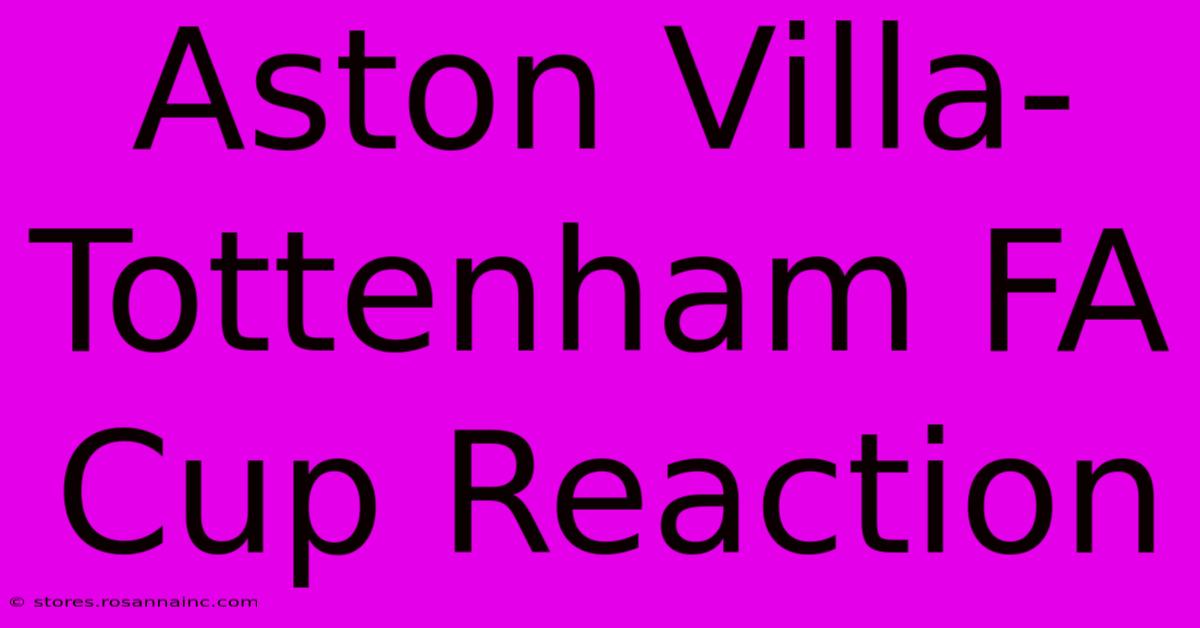 Aston Villa-Tottenham FA Cup Reaction