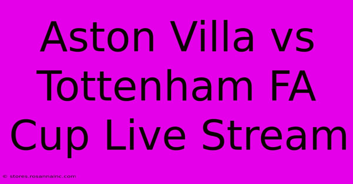 Aston Villa Vs Tottenham FA Cup Live Stream