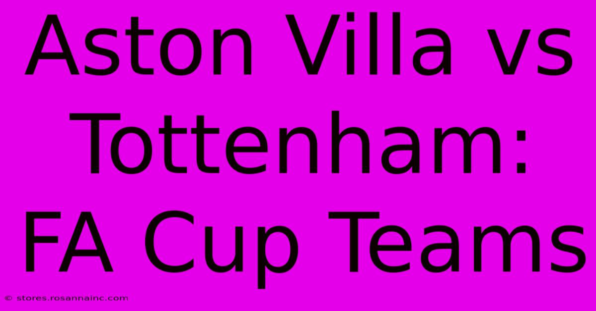 Aston Villa Vs Tottenham: FA Cup Teams