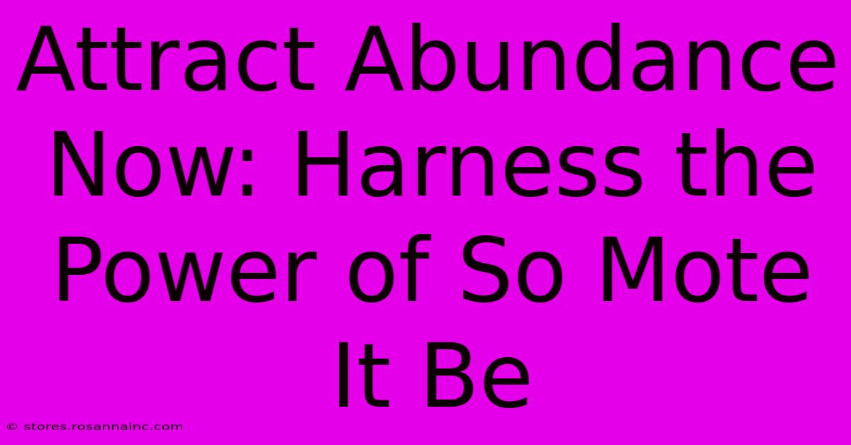 Attract Abundance Now: Harness The Power Of So Mote It Be