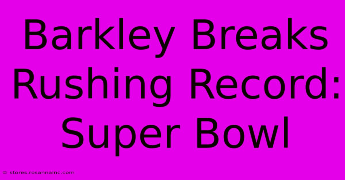 Barkley Breaks Rushing Record: Super Bowl