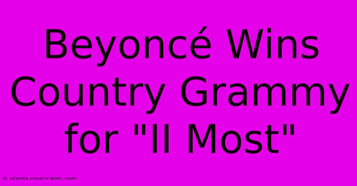 Beyoncé Wins Country Grammy For 