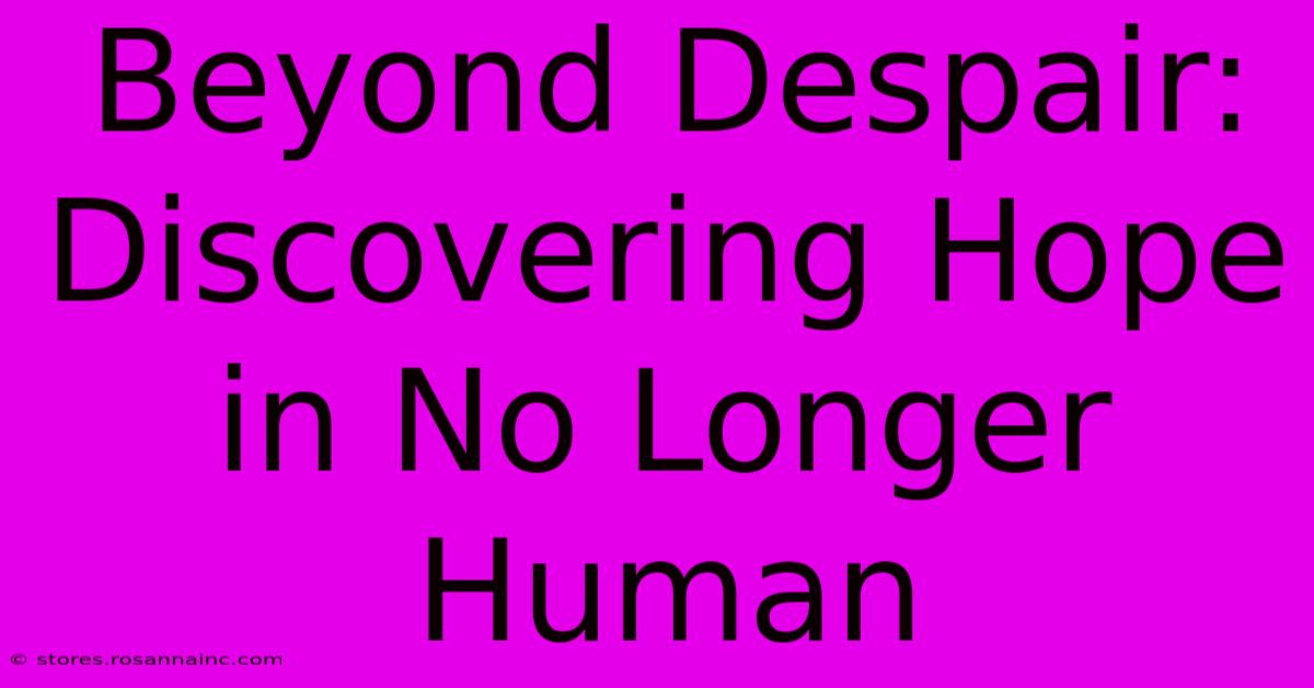 Beyond Despair: Discovering Hope In No Longer Human