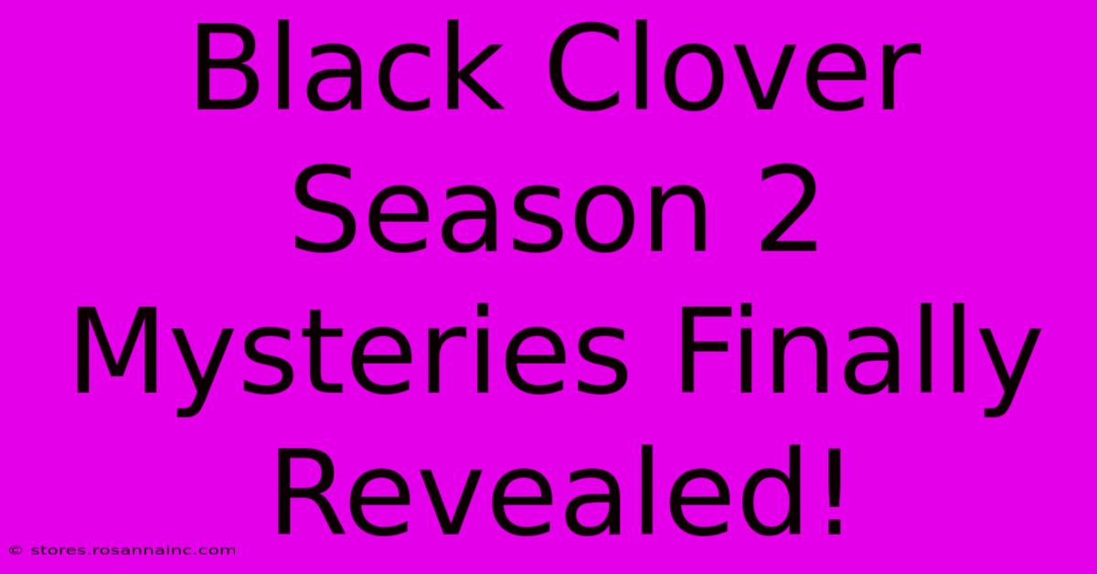 Black Clover Season 2 Mysteries Finally Revealed!