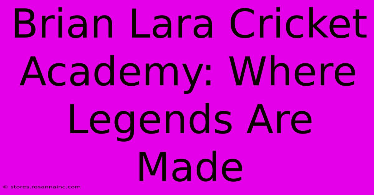 Brian Lara Cricket Academy: Where Legends Are Made