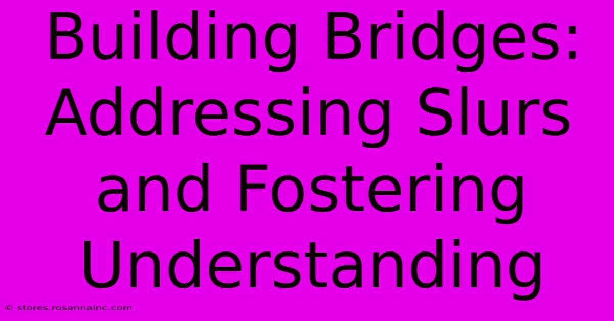 Building Bridges:  Addressing Slurs And Fostering Understanding