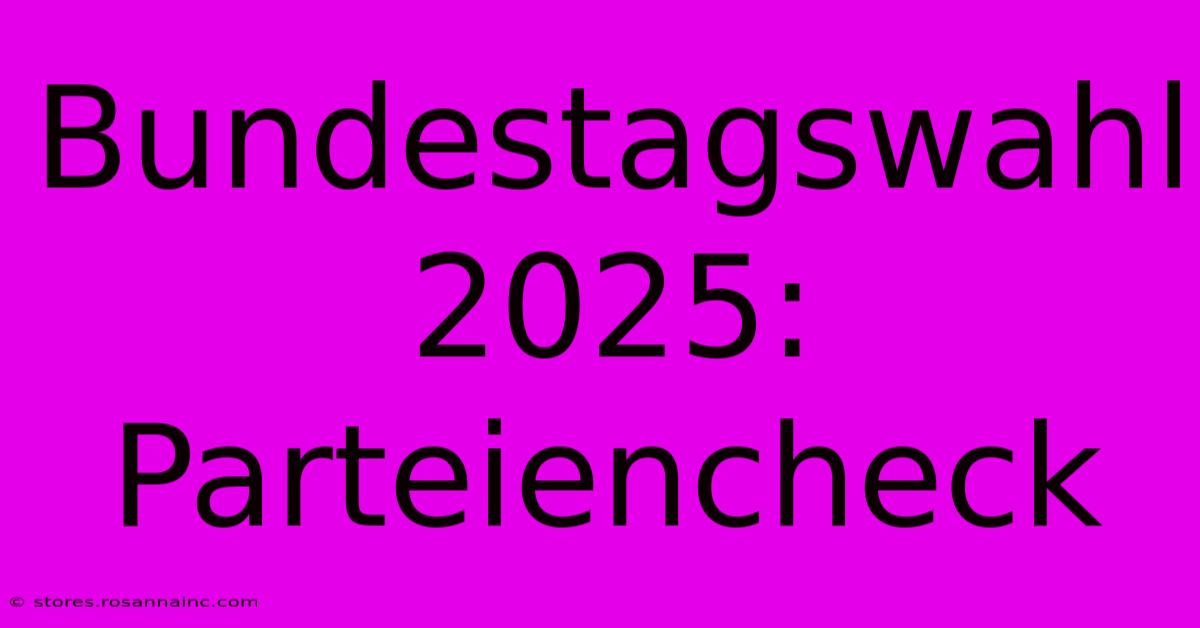 Bundestagswahl 2025: Parteiencheck