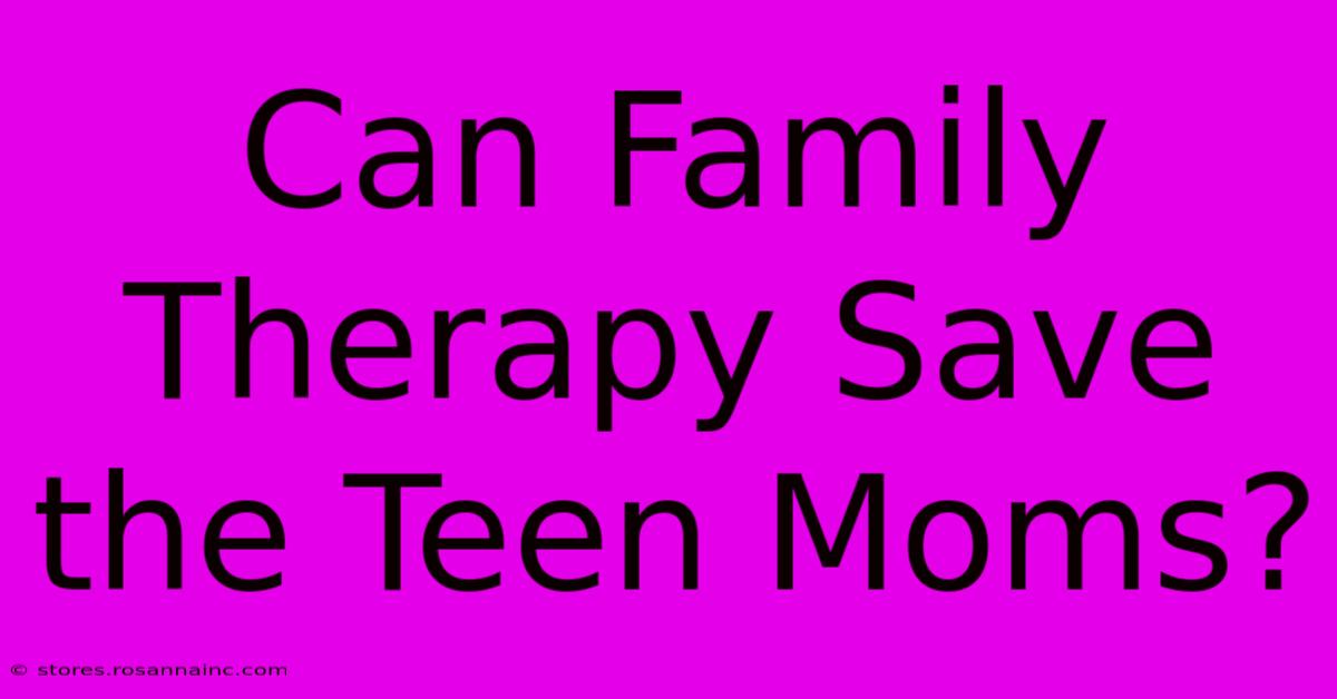 Can Family Therapy Save The Teen Moms?