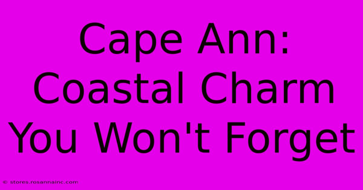 Cape Ann: Coastal Charm You Won't Forget