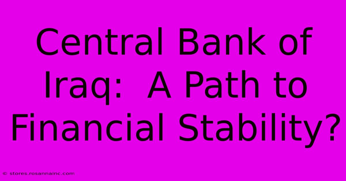 Central Bank Of Iraq:  A Path To Financial Stability?