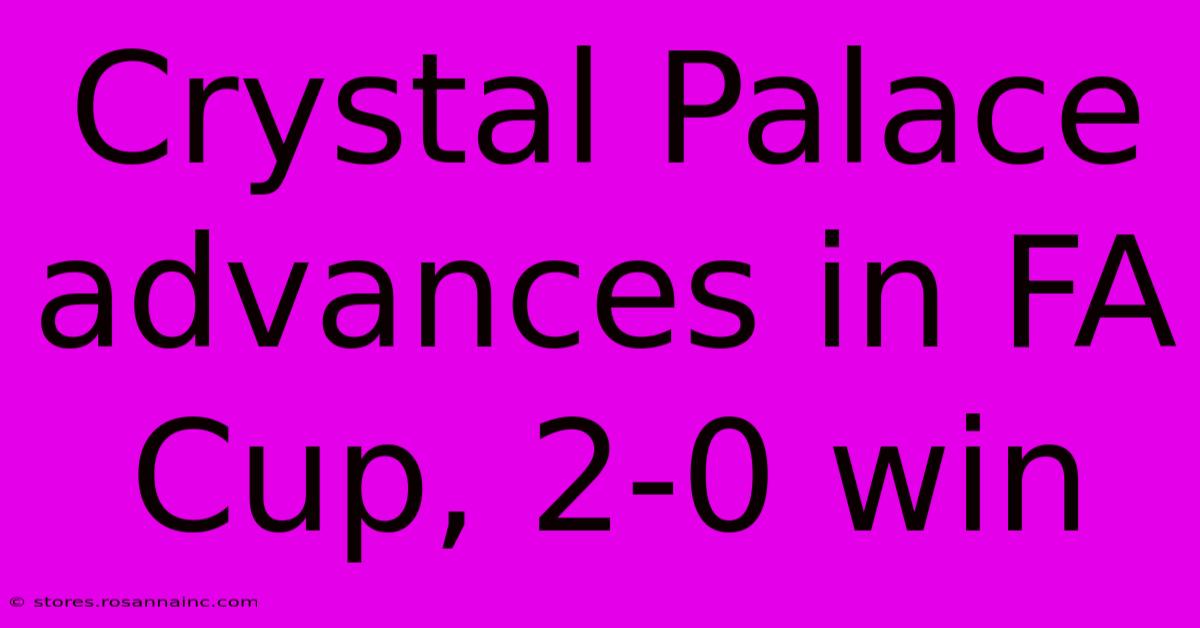 Crystal Palace Advances In FA Cup, 2-0 Win