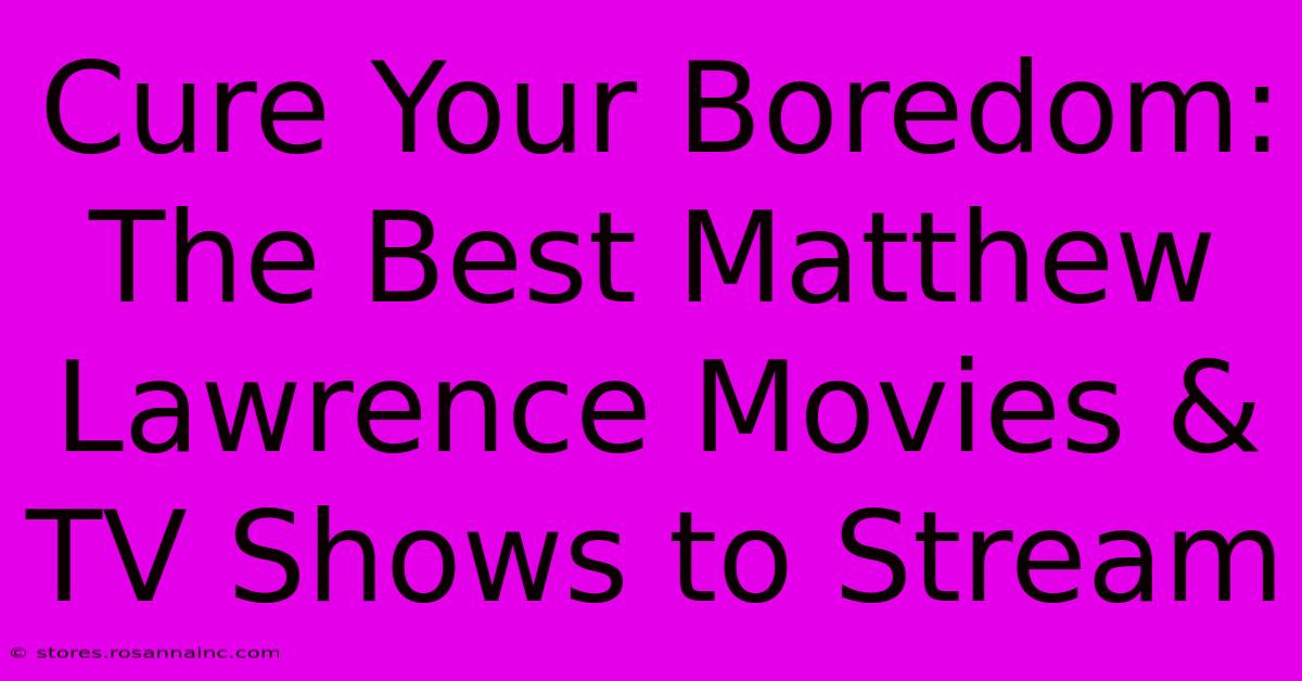 Cure Your Boredom: The Best Matthew Lawrence Movies & TV Shows To Stream