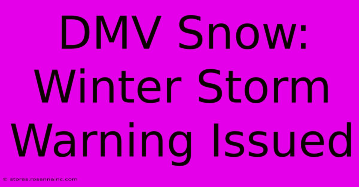 DMV Snow: Winter Storm Warning Issued