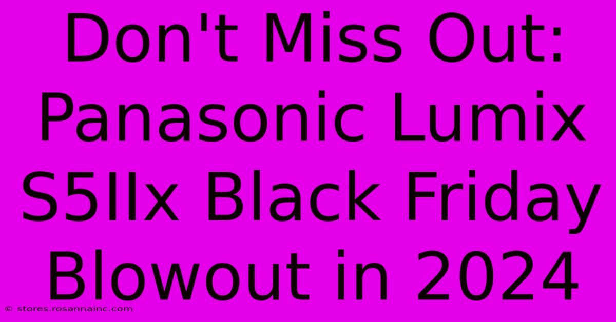 Don't Miss Out: Panasonic Lumix S5IIx Black Friday Blowout In 2024