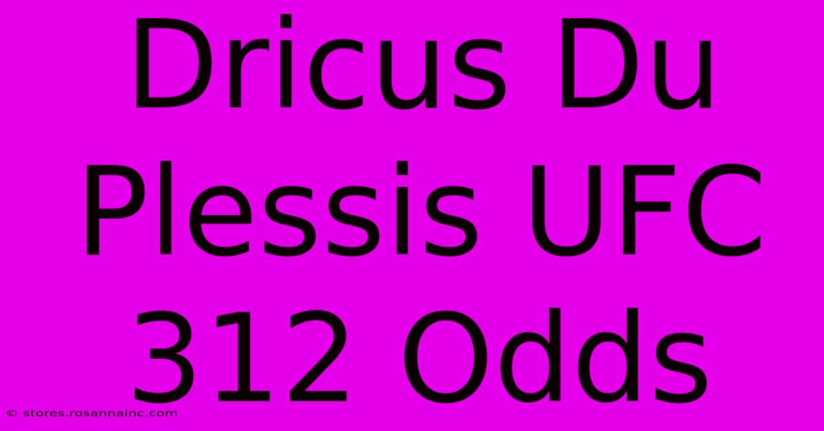 Dricus Du Plessis UFC 312 Odds