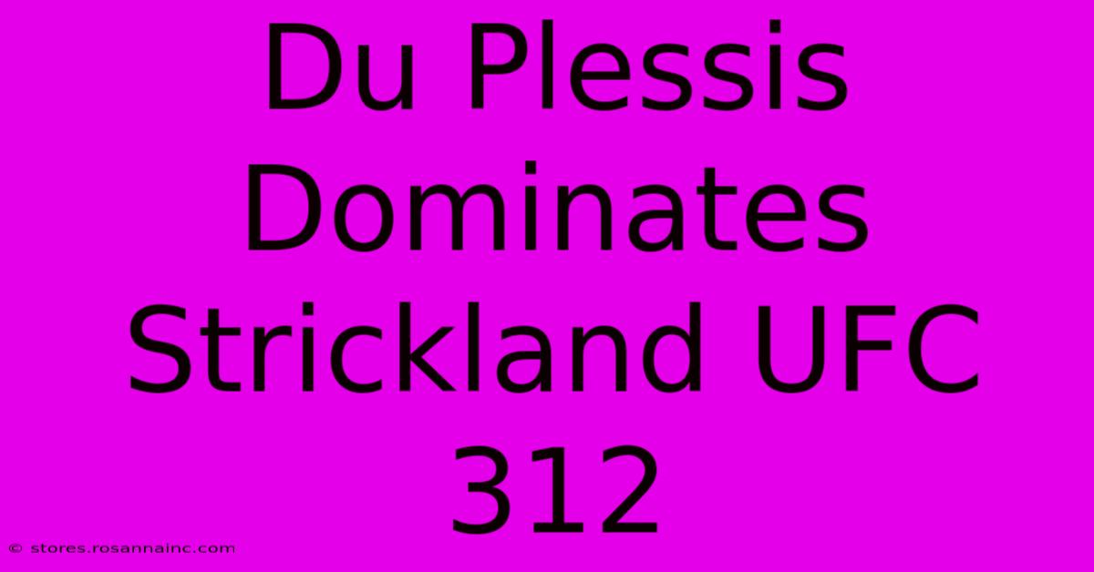 Du Plessis Dominates Strickland UFC 312