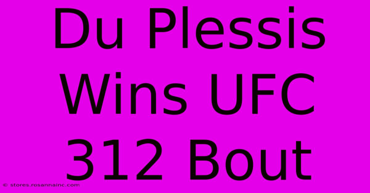 Du Plessis Wins UFC 312 Bout