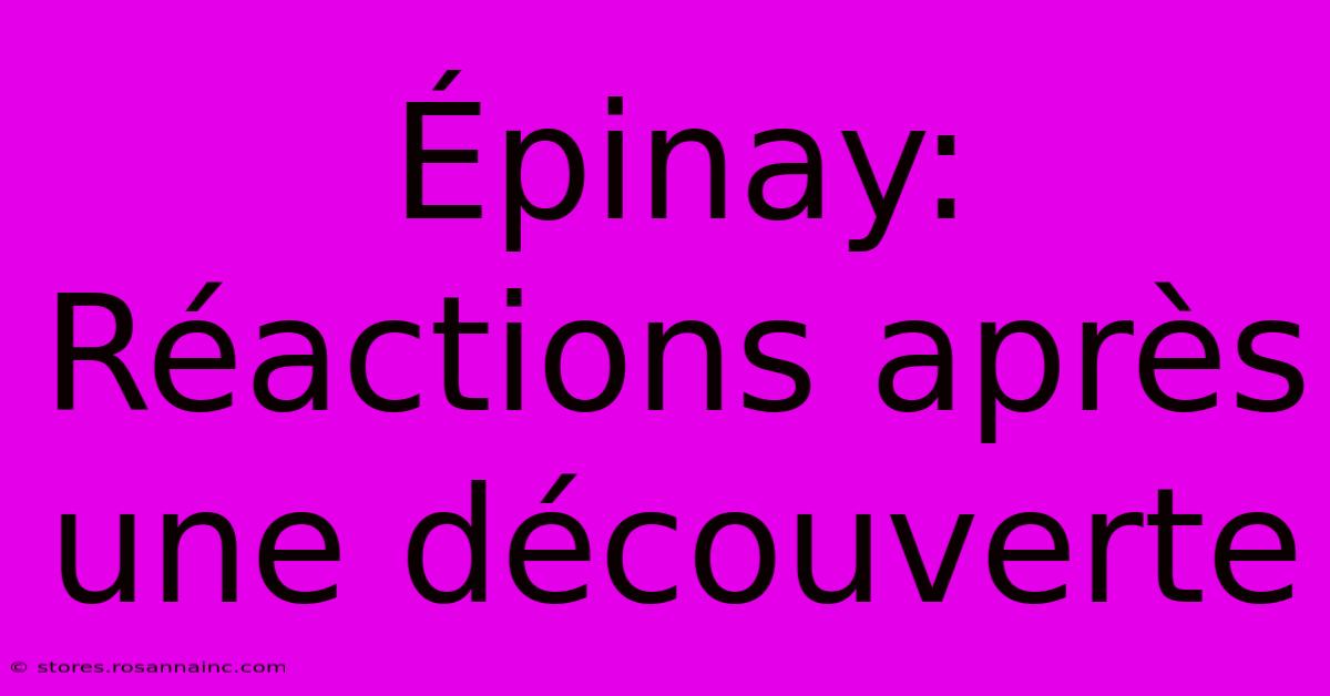 Épinay: Réactions Après Une Découverte