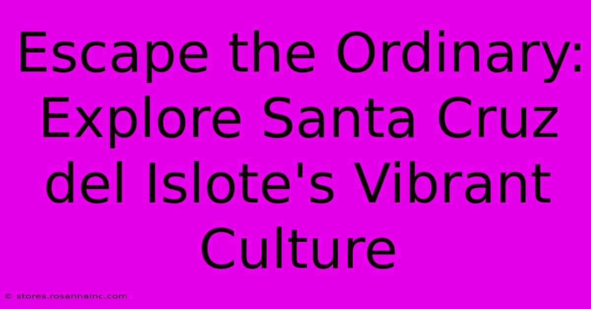 Escape The Ordinary: Explore Santa Cruz Del Islote's Vibrant Culture