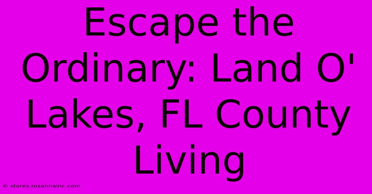 Escape The Ordinary: Land O' Lakes, FL County Living