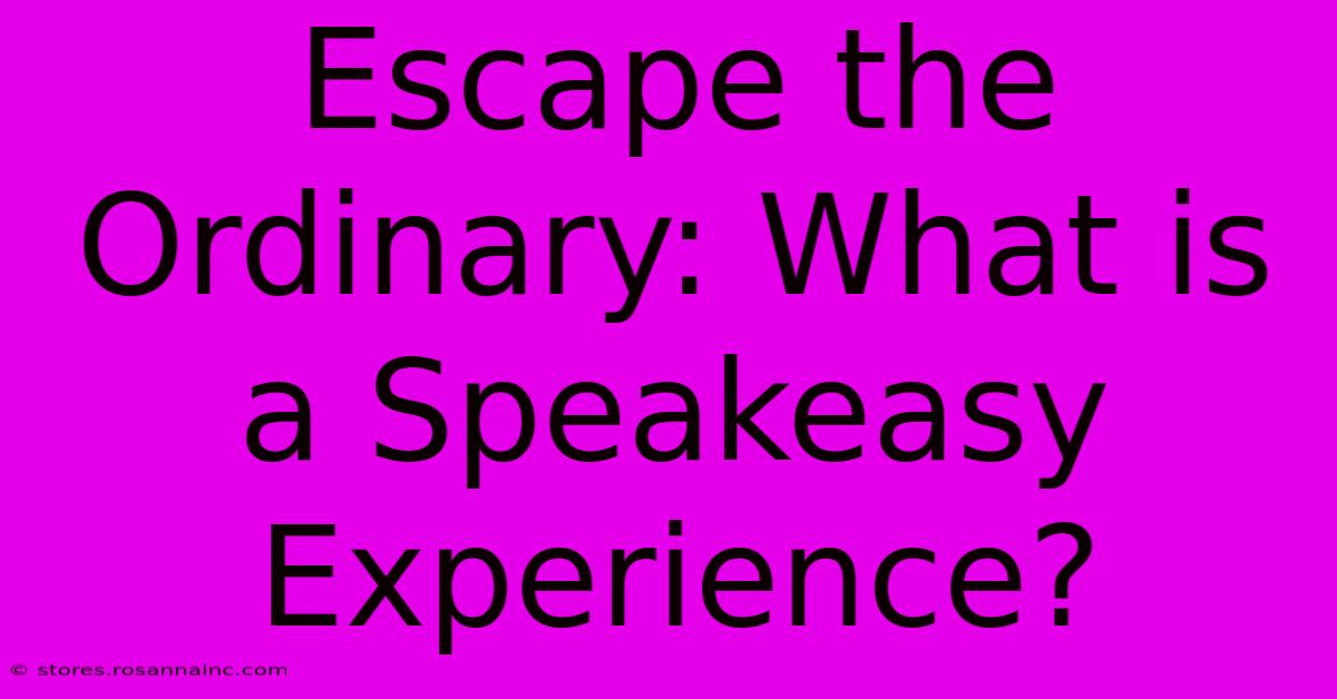 Escape The Ordinary: What Is A Speakeasy Experience?