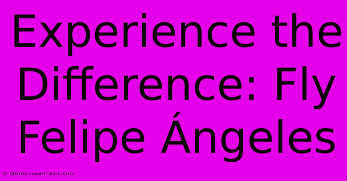 Experience The Difference: Fly Felipe Ángeles