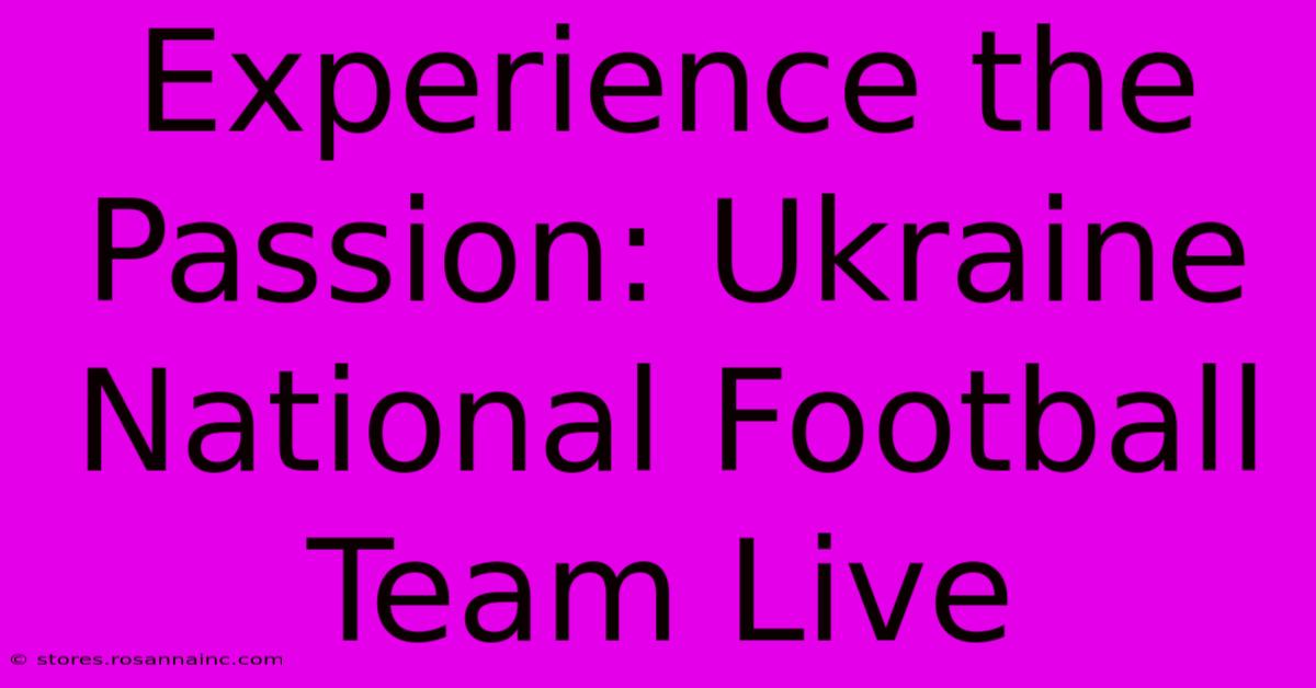 Experience The Passion: Ukraine National Football Team Live