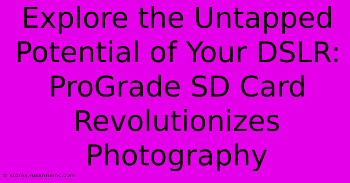 Explore The Untapped Potential Of Your DSLR: ProGrade SD Card Revolutionizes Photography