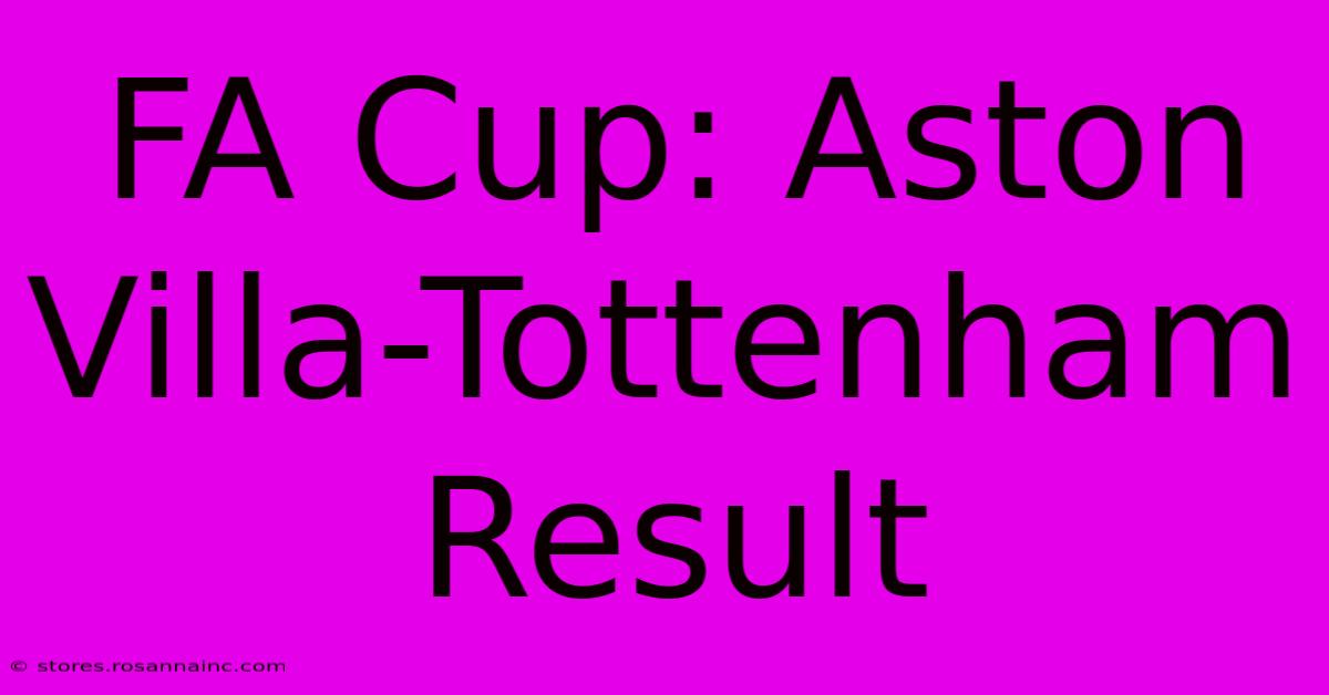 FA Cup: Aston Villa-Tottenham Result