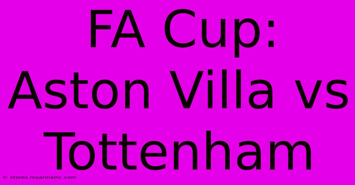 FA Cup: Aston Villa Vs Tottenham