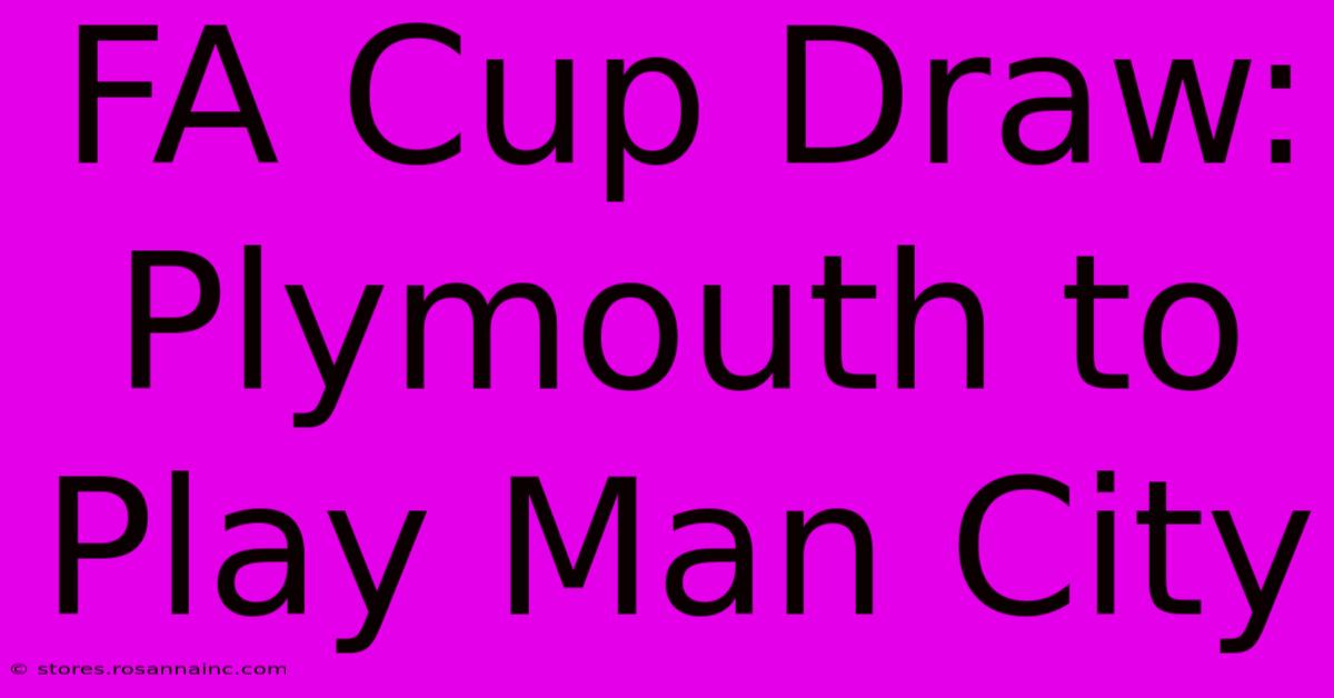 FA Cup Draw: Plymouth To Play Man City