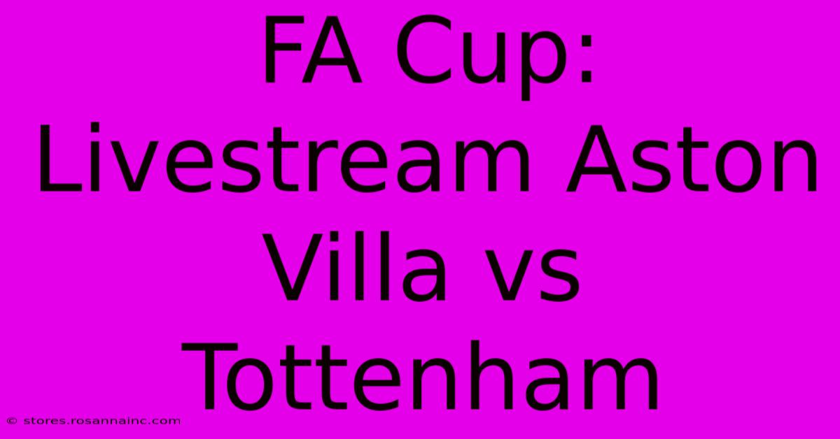 FA Cup: Livestream Aston Villa Vs Tottenham