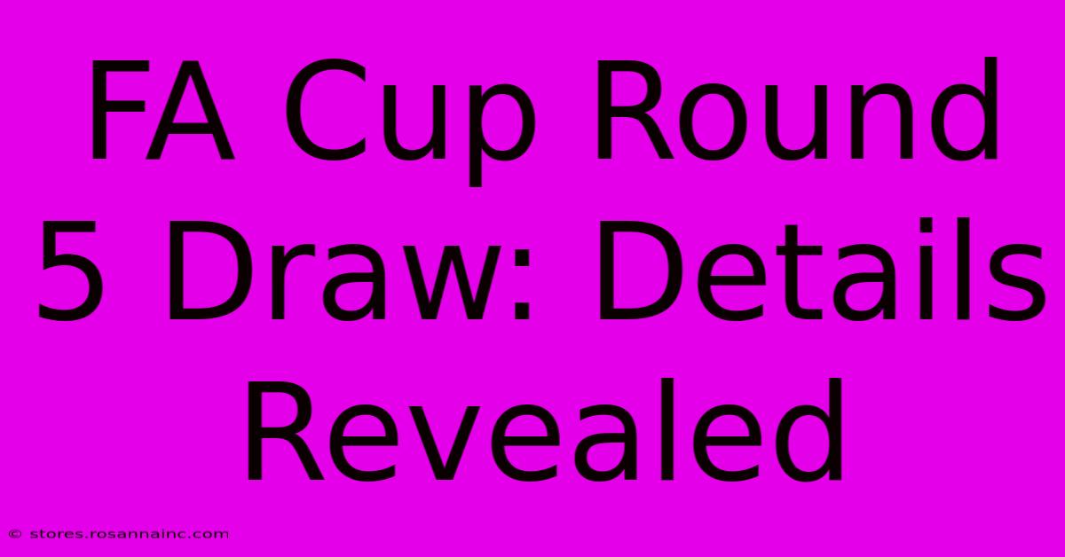 FA Cup Round 5 Draw: Details Revealed