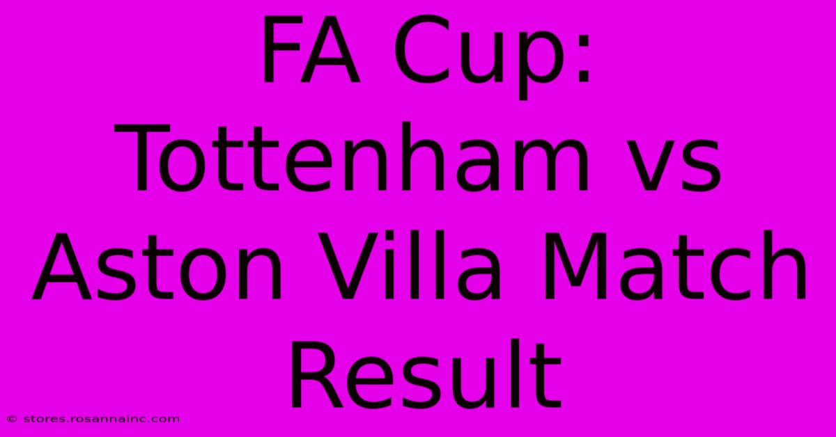 FA Cup: Tottenham Vs Aston Villa Match Result