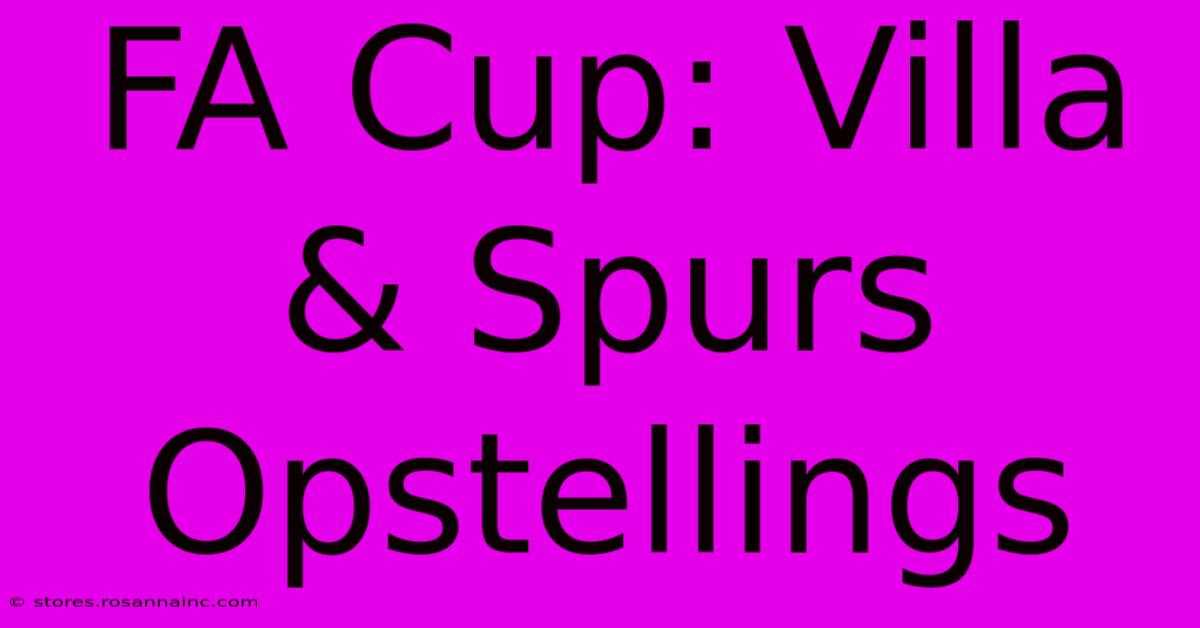 FA Cup: Villa & Spurs Opstellings