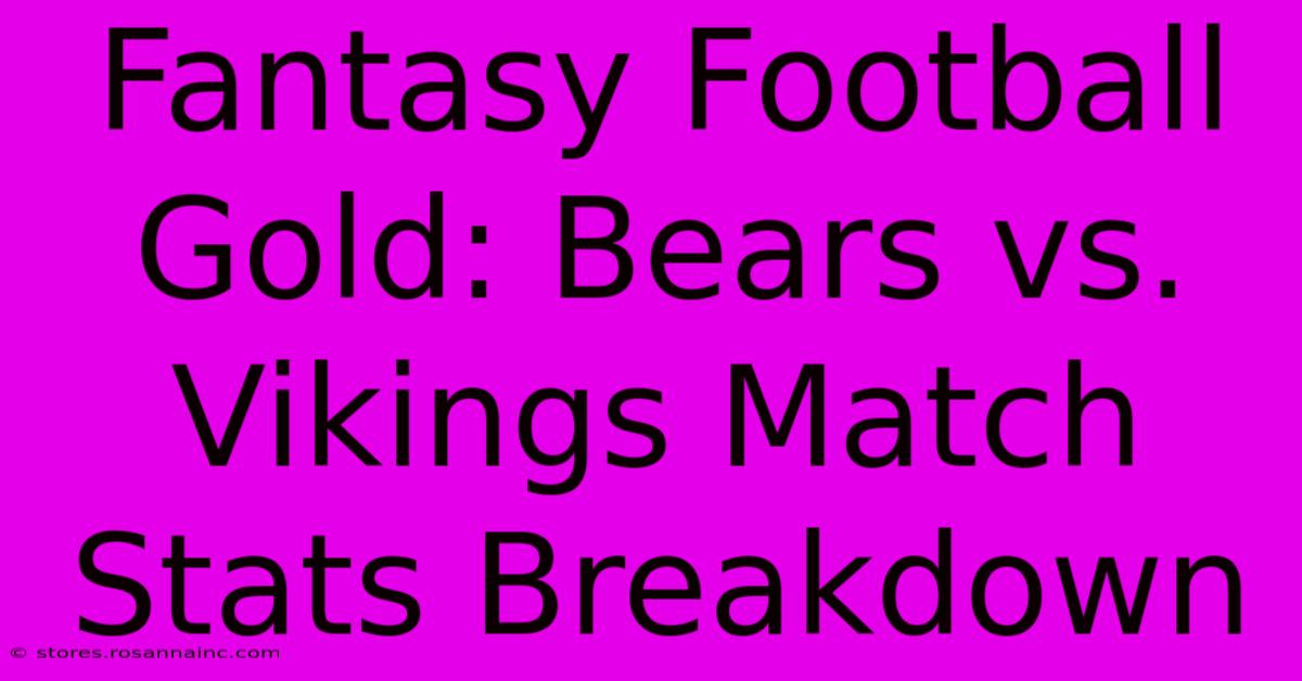 Fantasy Football Gold: Bears Vs. Vikings Match Stats Breakdown