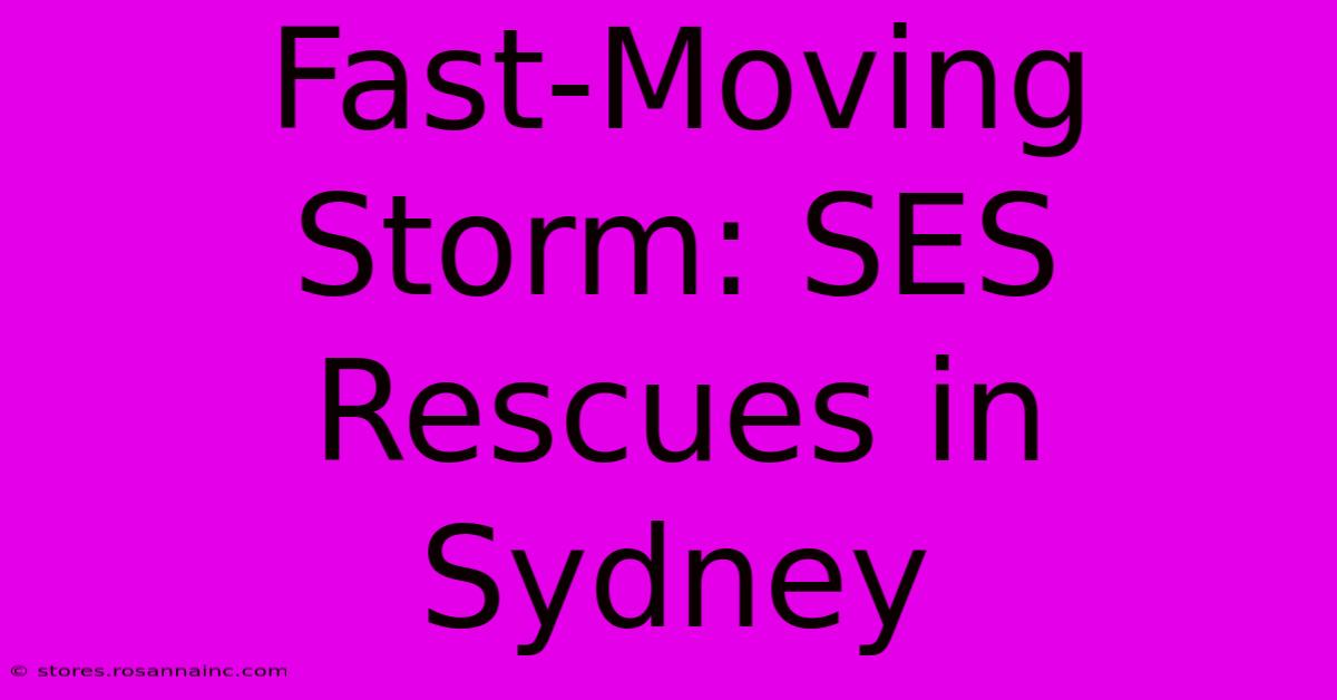 Fast-Moving Storm: SES Rescues In Sydney