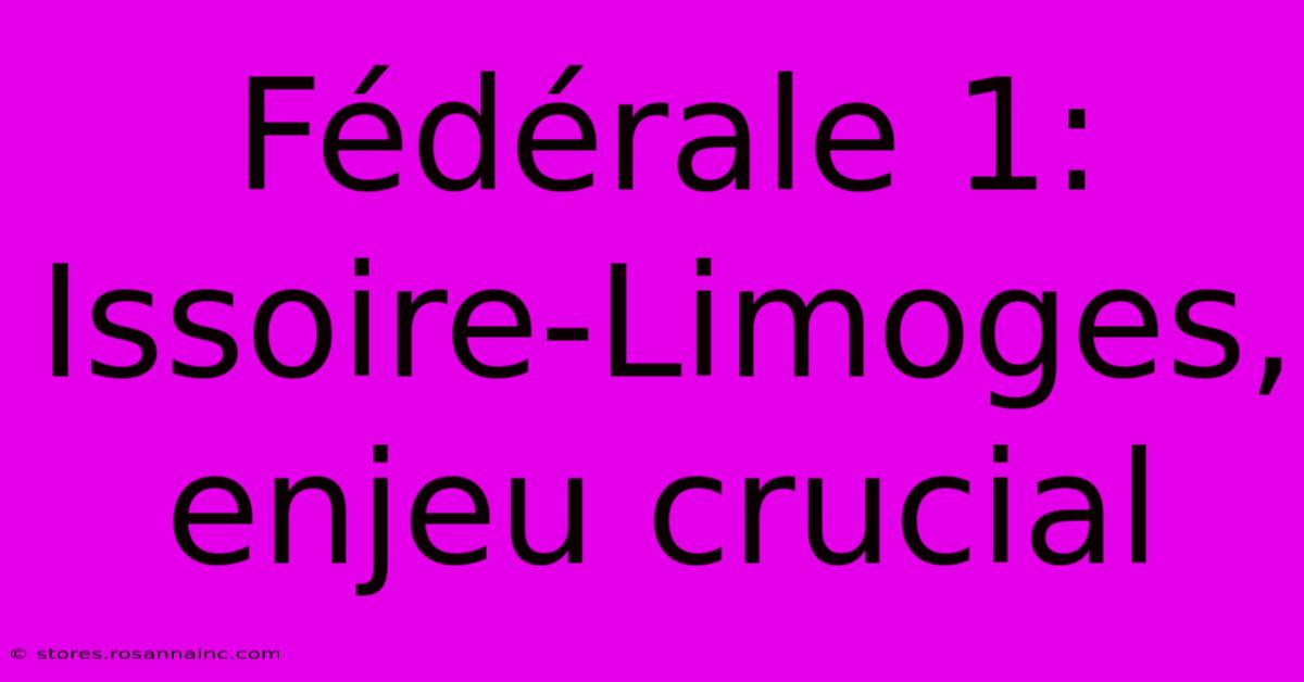 Fédérale 1: Issoire-Limoges, Enjeu Crucial