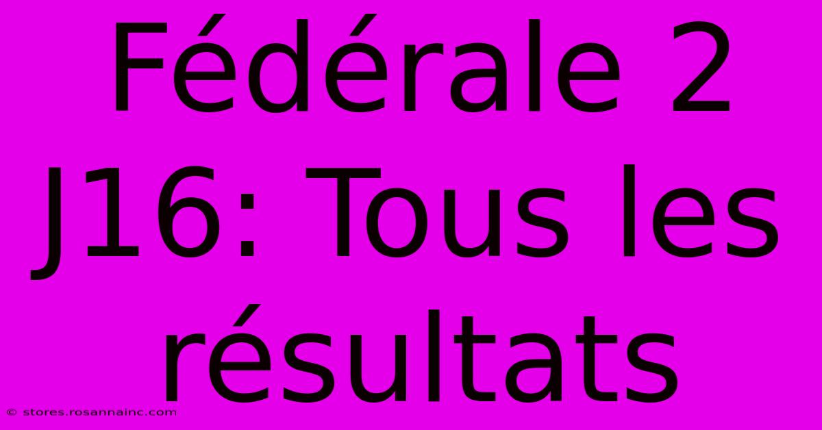 Fédérale 2 J16: Tous Les Résultats