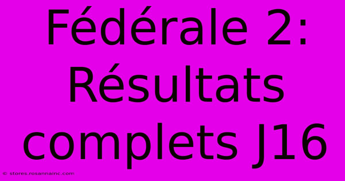 Fédérale 2: Résultats Complets J16