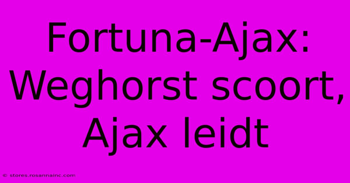 Fortuna-Ajax: Weghorst Scoort, Ajax Leidt