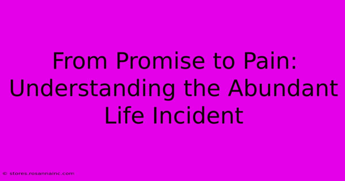 From Promise To Pain: Understanding The Abundant Life Incident