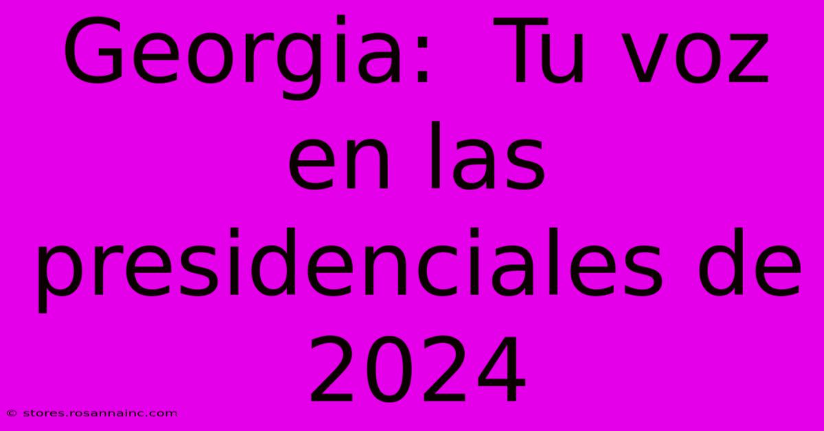 Georgia:  Tu Voz En Las Presidenciales De 2024