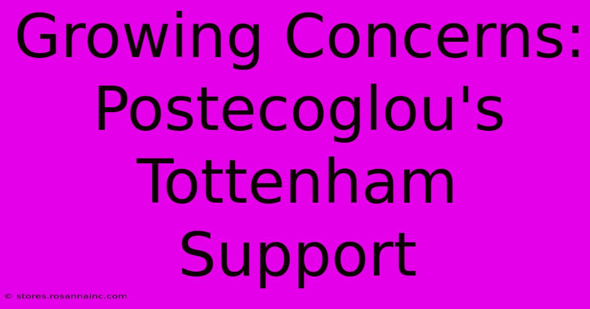 Growing Concerns: Postecoglou's Tottenham Support