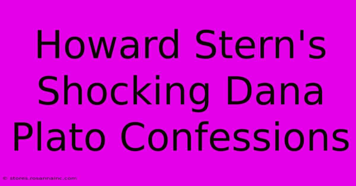 Howard Stern's Shocking Dana Plato Confessions