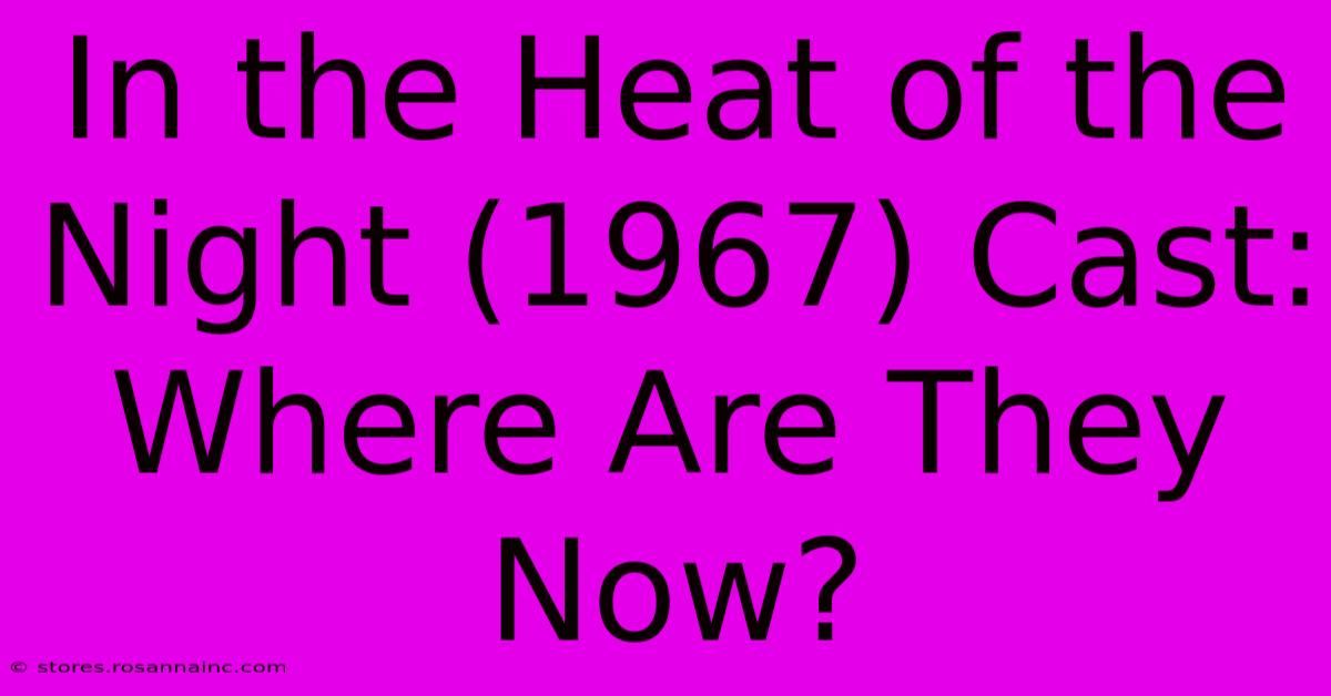 In The Heat Of The Night (1967) Cast: Where Are They Now?