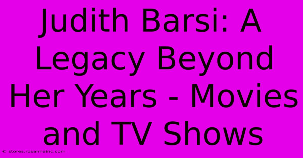 Judith Barsi: A Legacy Beyond Her Years - Movies And TV Shows